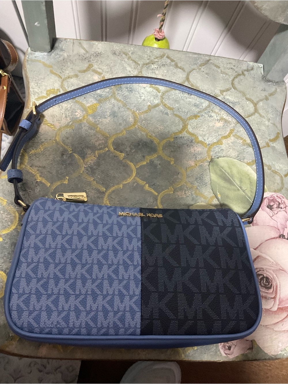 Michael Kors Two-Tone Blue Signature Crossbody